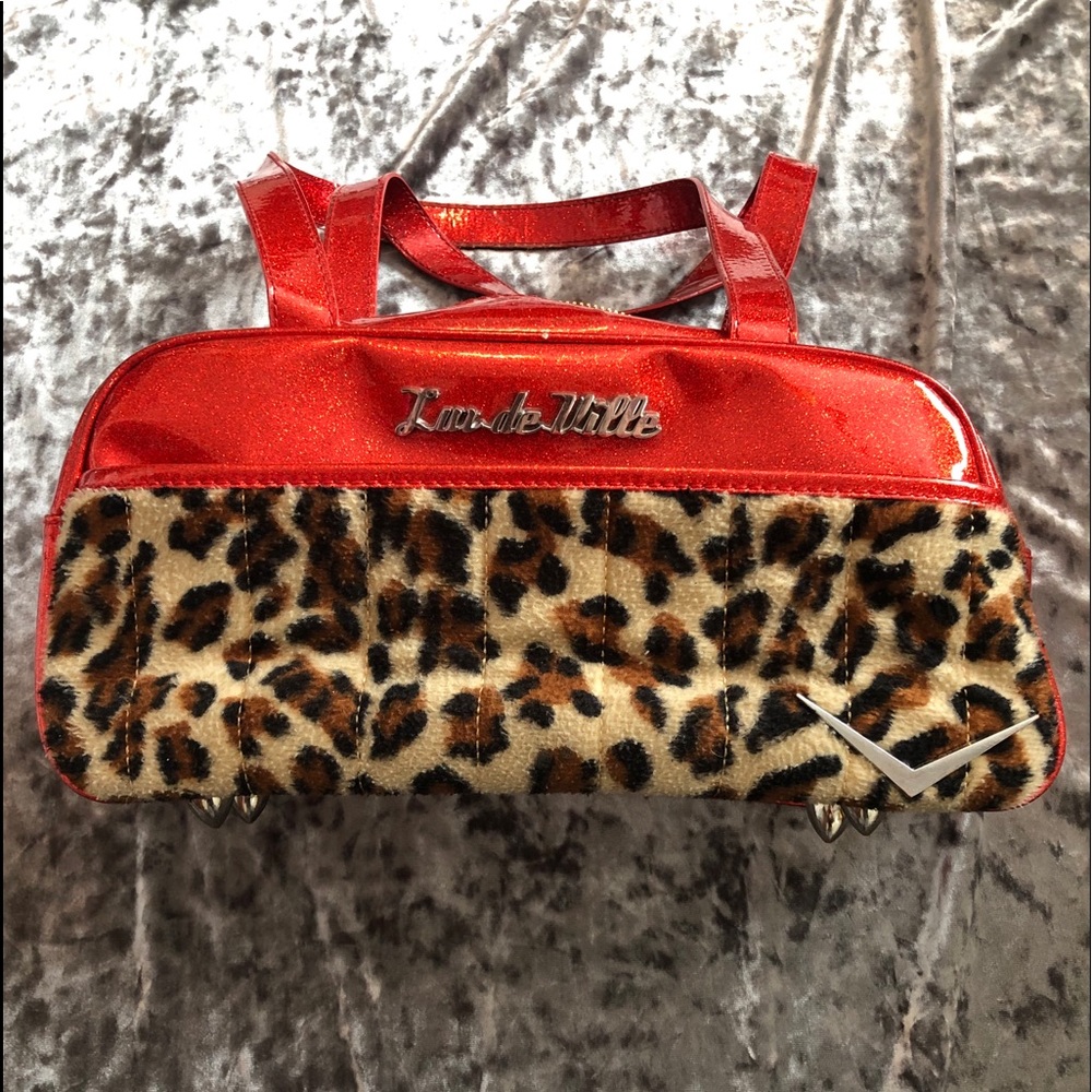 Lux De Ville Red and leopard print purse